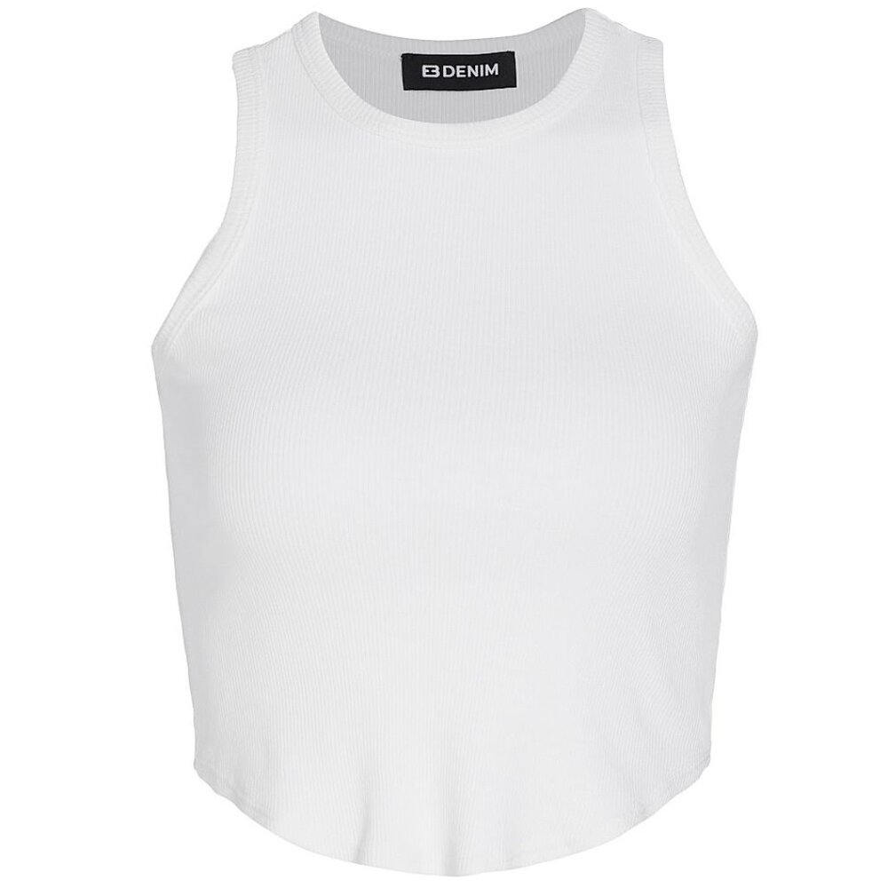 EB Denim Curve Rib-Knit Tank – White, Size M- NWT